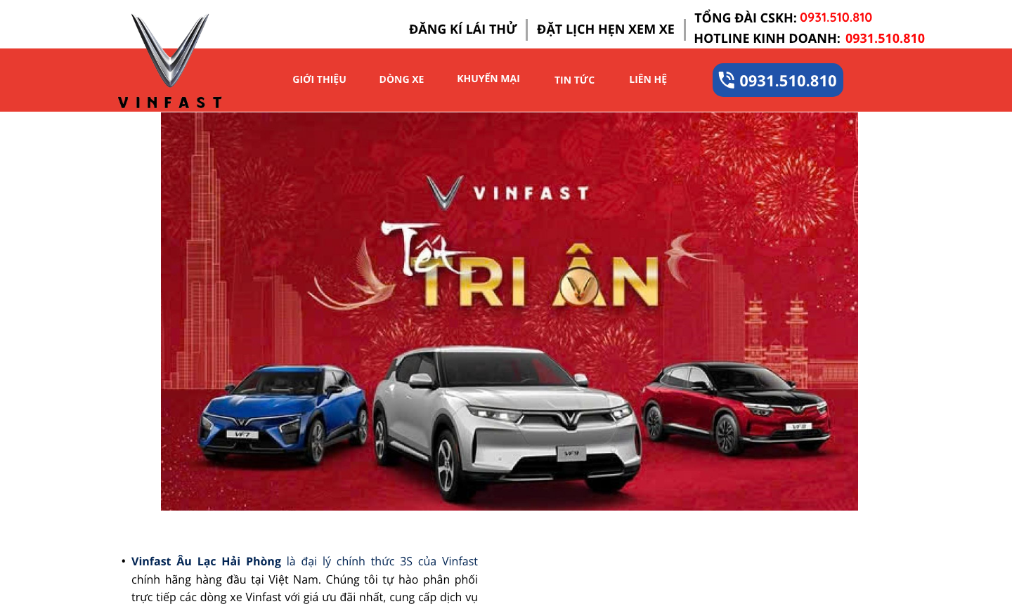Showroom VinFast Hải Phòng